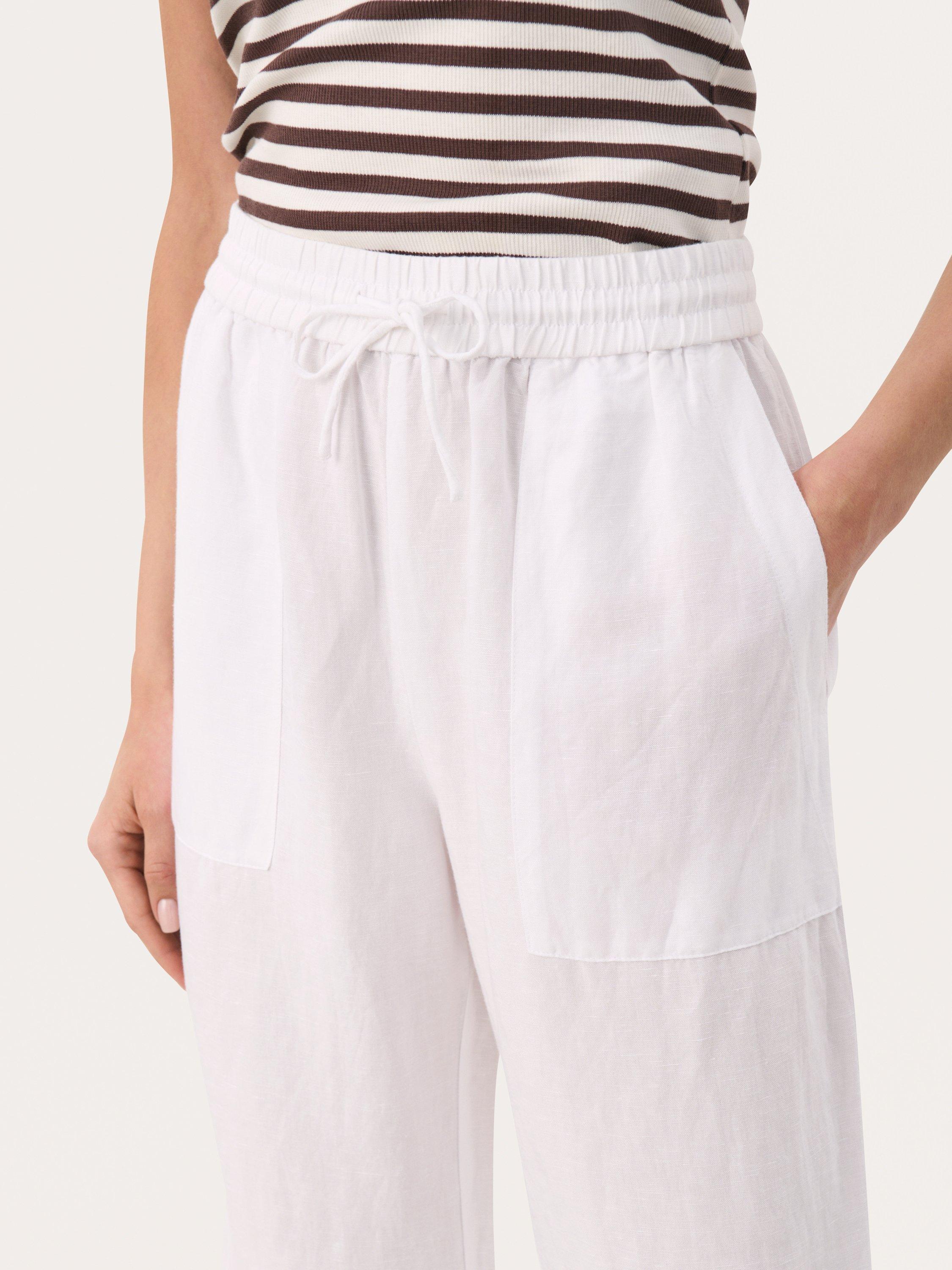 Product image 4 of 6, which shows Part Two Eniolas Linen Blend Trousers, Bright White, 8
