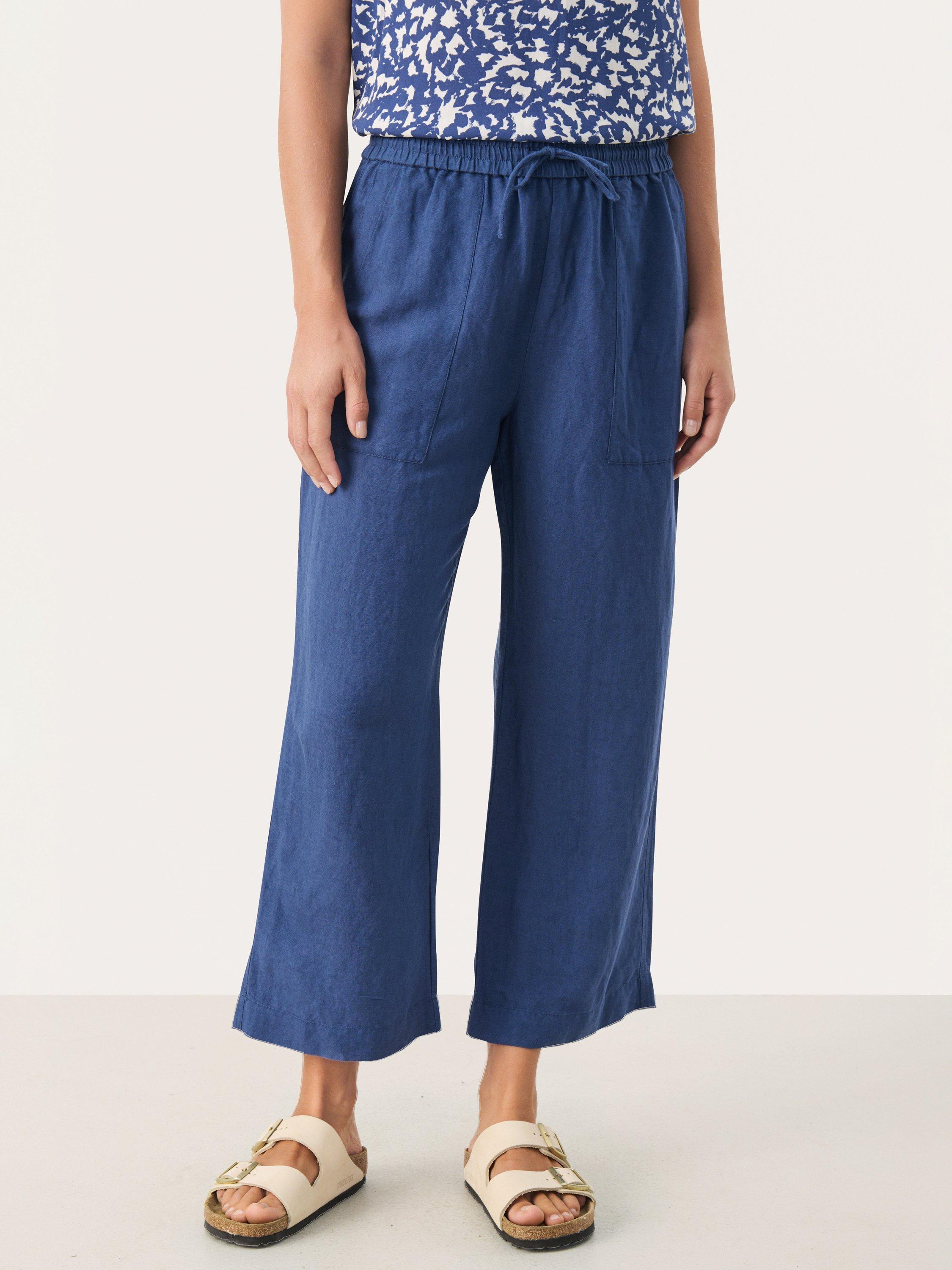 Product image 1 of 6, which shows Part Two Eniolas Linen Blend Trousers, Oceana, 8