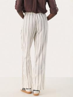Part Two Rayi Stripe Linen Rich Trousers, Cream/Brown - view 2, Cream/Brown