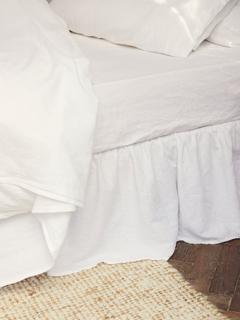 Piglet in Bed Plain 100% Linen Valance, White, King Size
