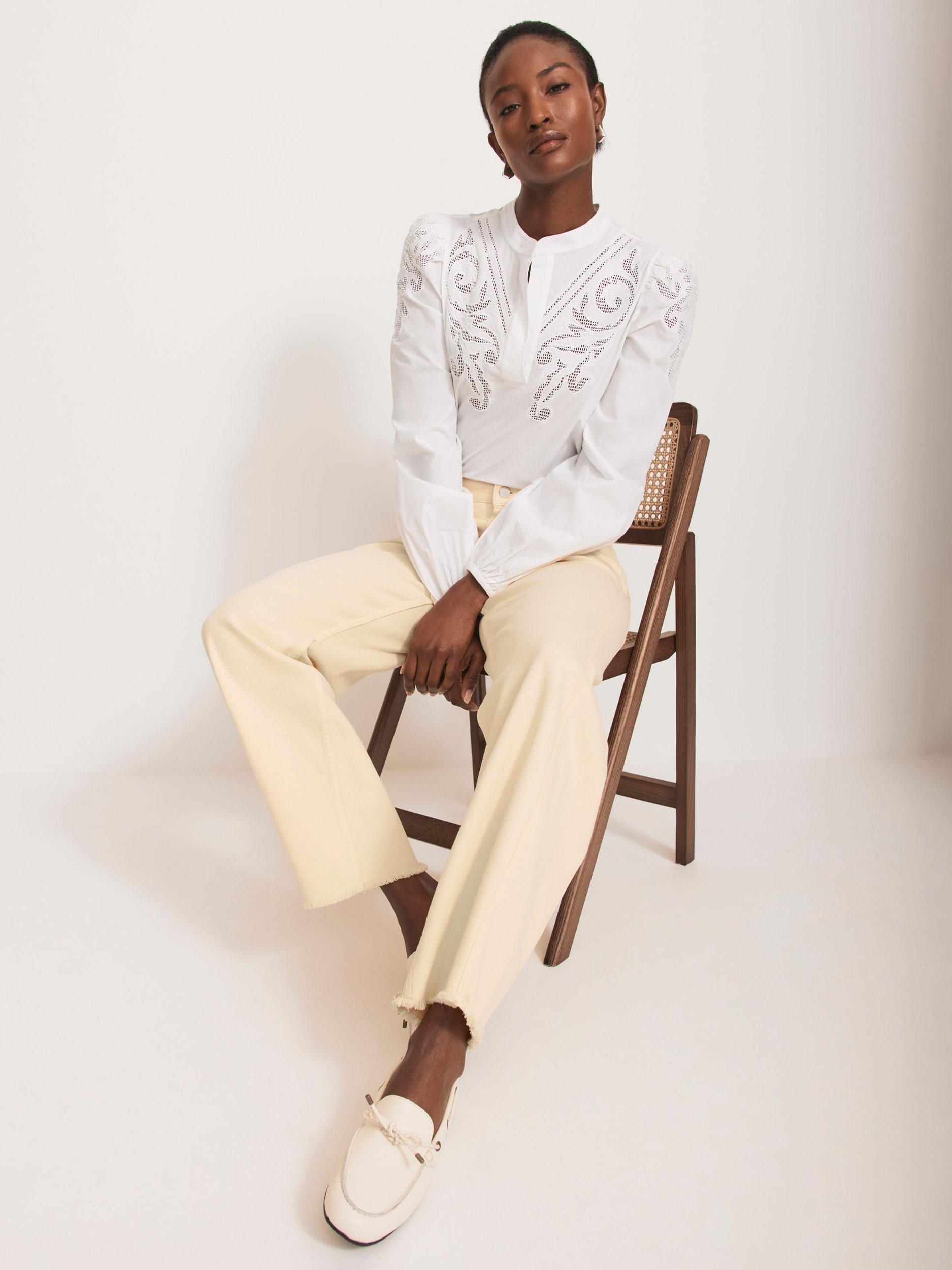 Product image 4 of 8, which shows Mint Velvet Embroidered Blouse, White Ivory, L
