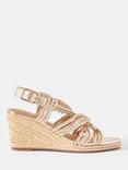Mint Velvet Susie Leather Rope Wedge Heel Sandals, Gold