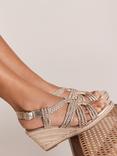 Mint Velvet Susie Leather Rope Wedge Heel Sandals, Gold