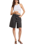 Good American Good Extreme Denim Barrel Shorts, Black