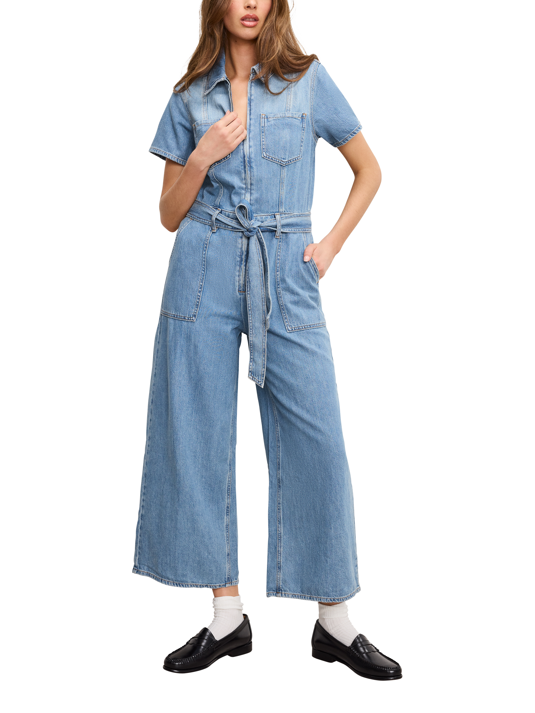 Good American Fit For Success Lite Denim Jumpsuit, Indigo786