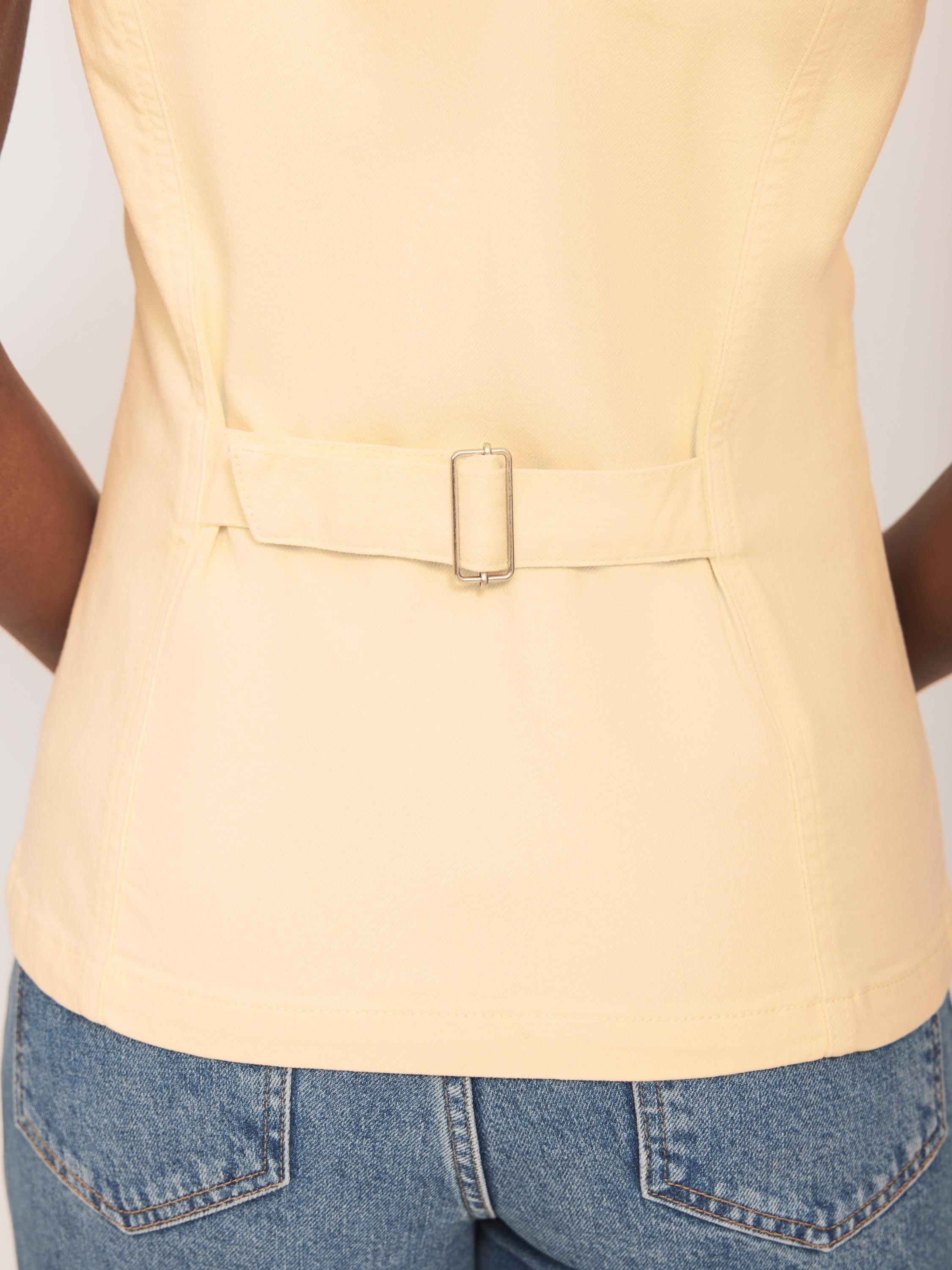 Product image 6 of 8, which shows Mint Velvet Denim V Neck Waistcoat, Yellow, XS
