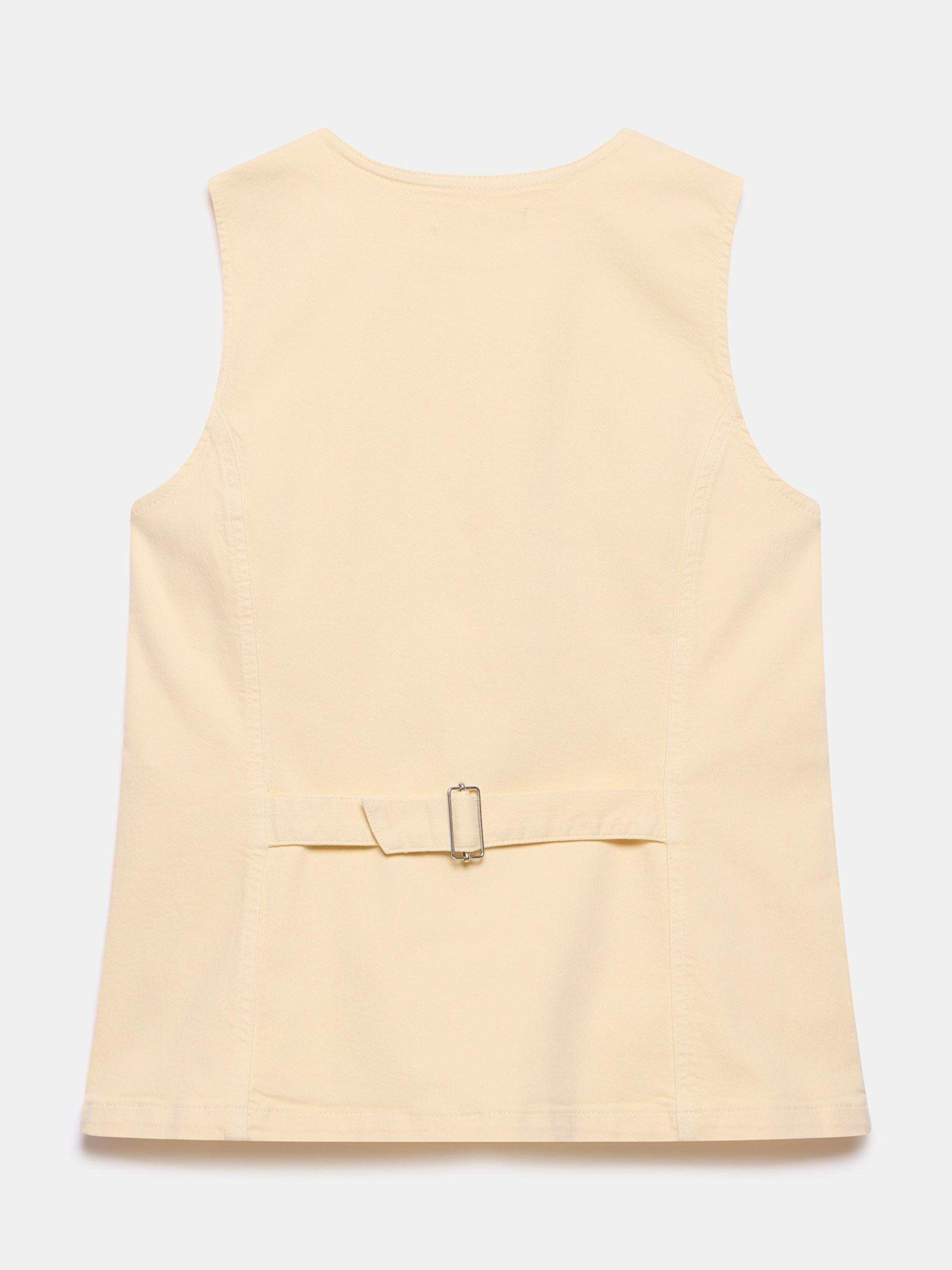 Product image 8 of 8, which shows Mint Velvet Denim V Neck Waistcoat, Yellow, XS