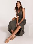 Mint Velvet Ail Woven Midi Dress, Khaki