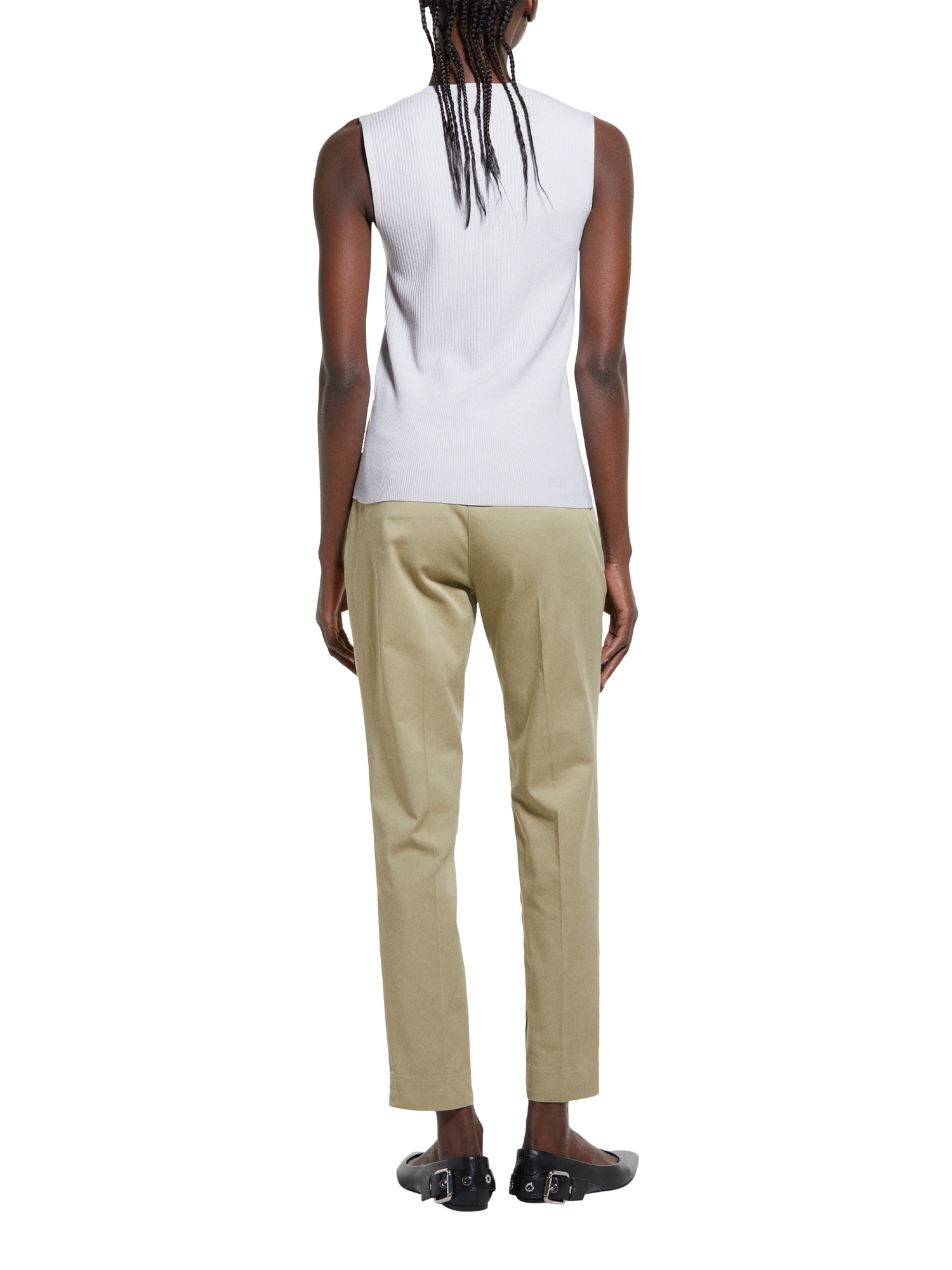 Product image 2 of 5, which shows SISLEY Slim Fit Sleeveless Ribbed Jumper, Grey, XS