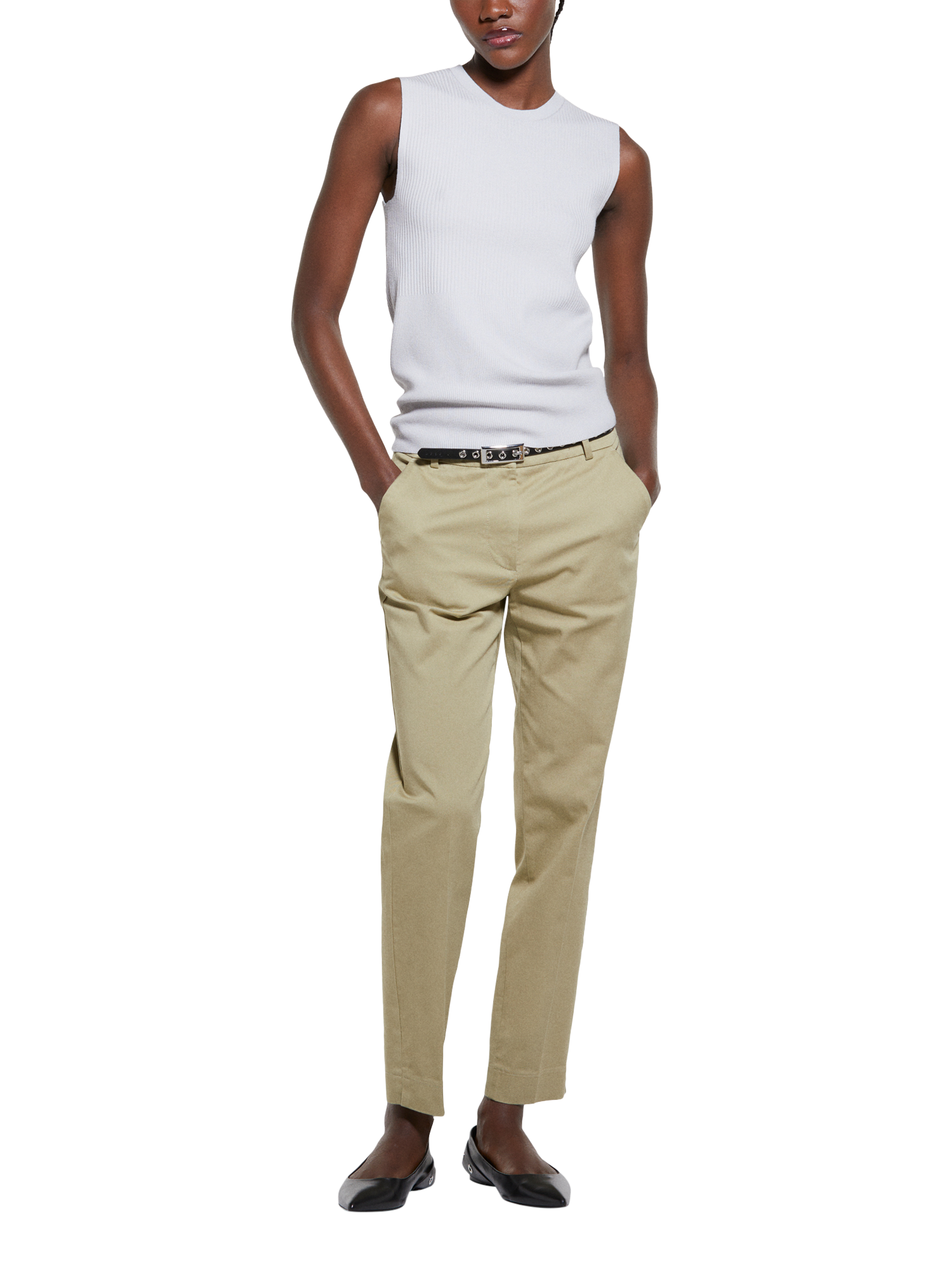 Product image 3 of 5, which shows SISLEY Slim Fit Sleeveless Ribbed Jumper, Grey, XS