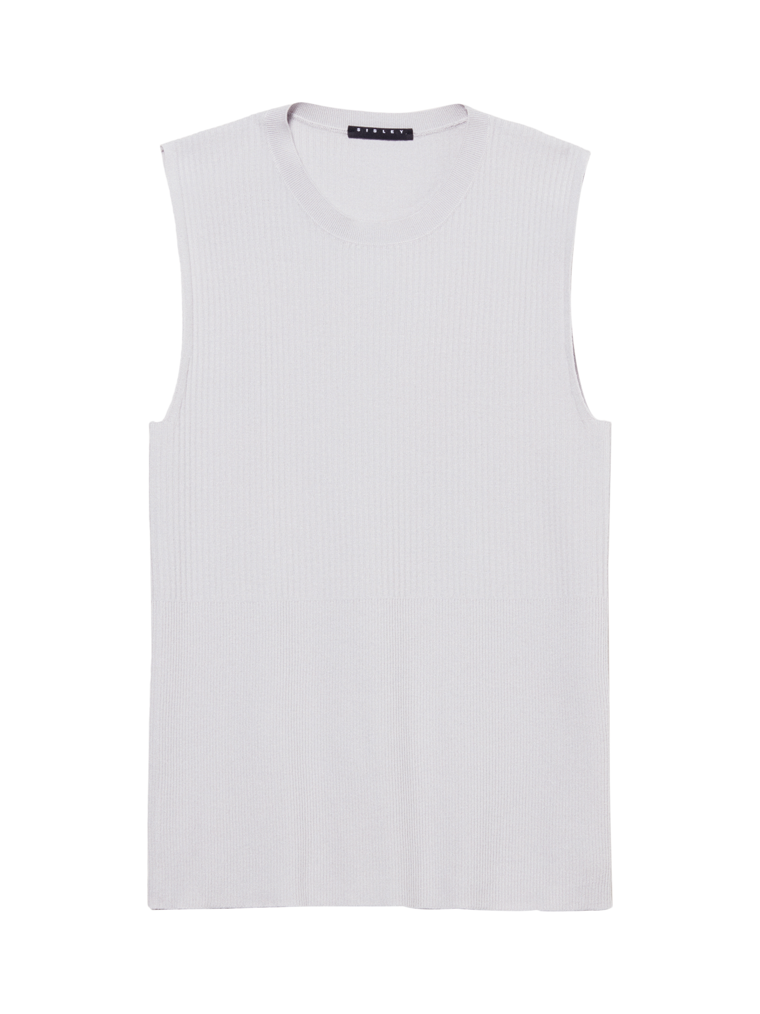 Product image 5 of 5, which shows SISLEY Slim Fit Sleeveless Ribbed Jumper, Grey, XS