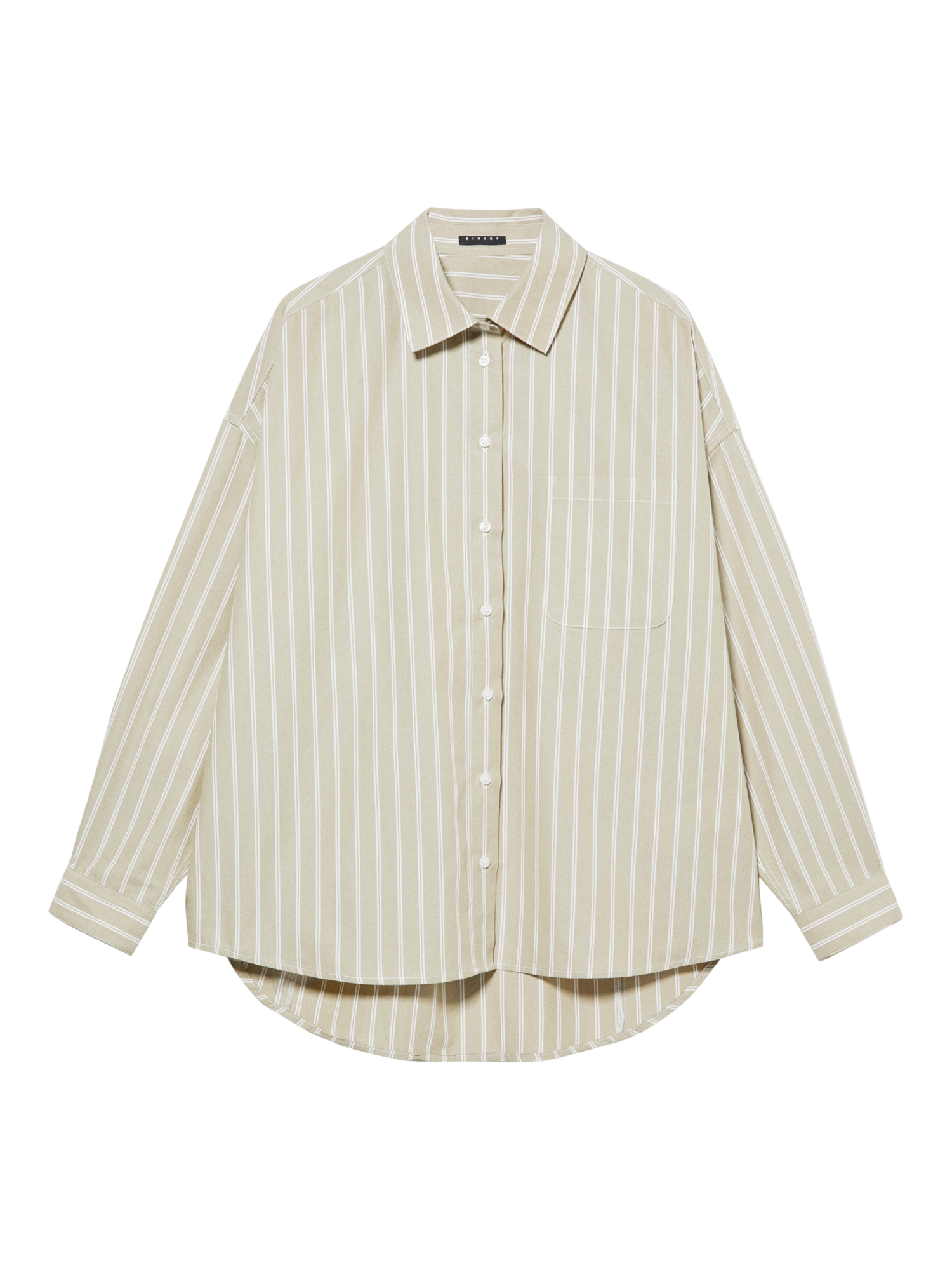 Product image 5 of 5, which shows SISLEY Stripe Cotton Oversized Fit Shirt, Green, M