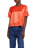 SISLEY Satin Short Sleeve Blouse, Red