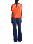 SISLEY Satin Short Sleeve Blouse, Red