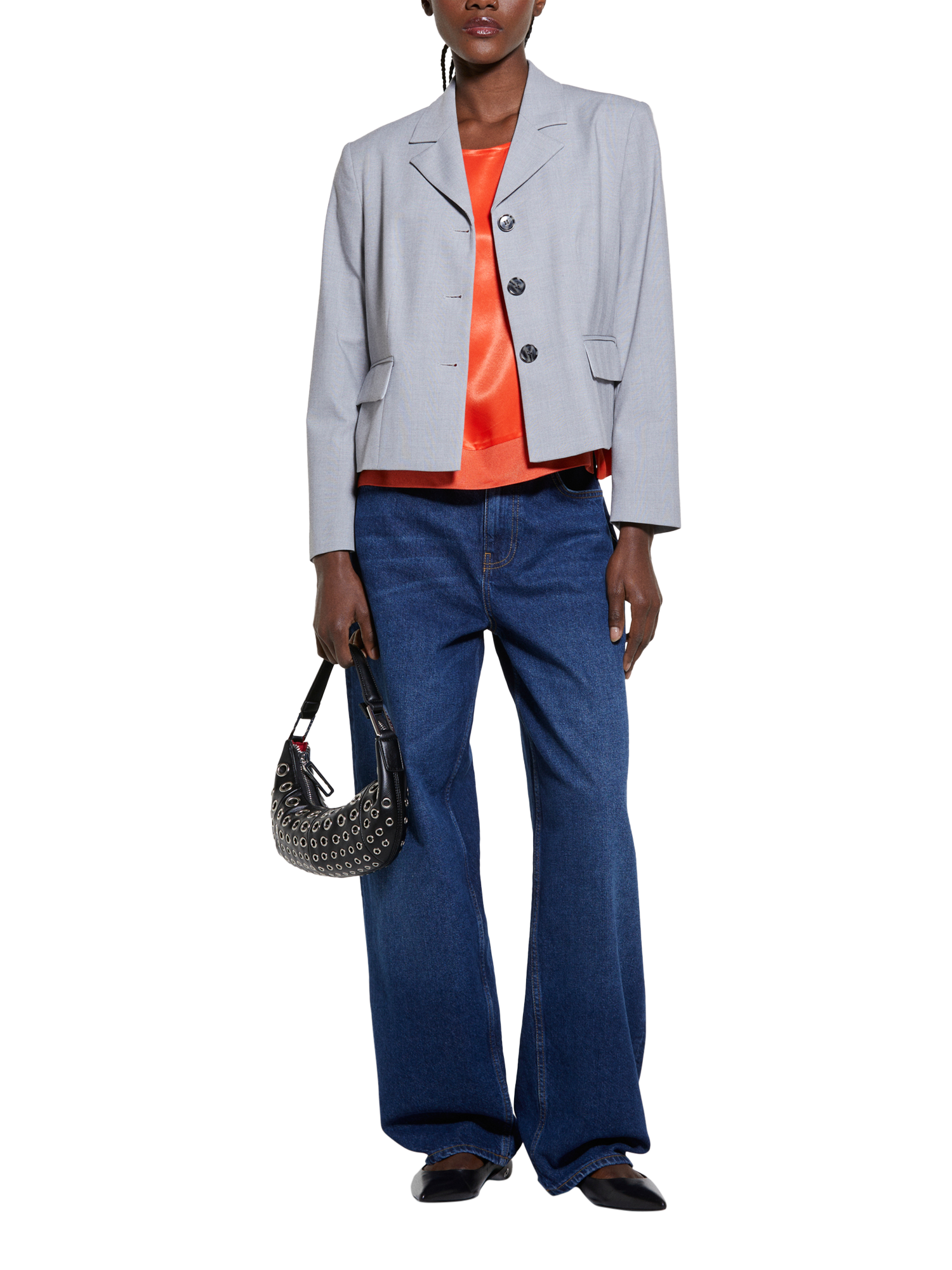 Product image 3 of 5, which shows SISLEY Satin Short Sleeve Blouse, Red, XS