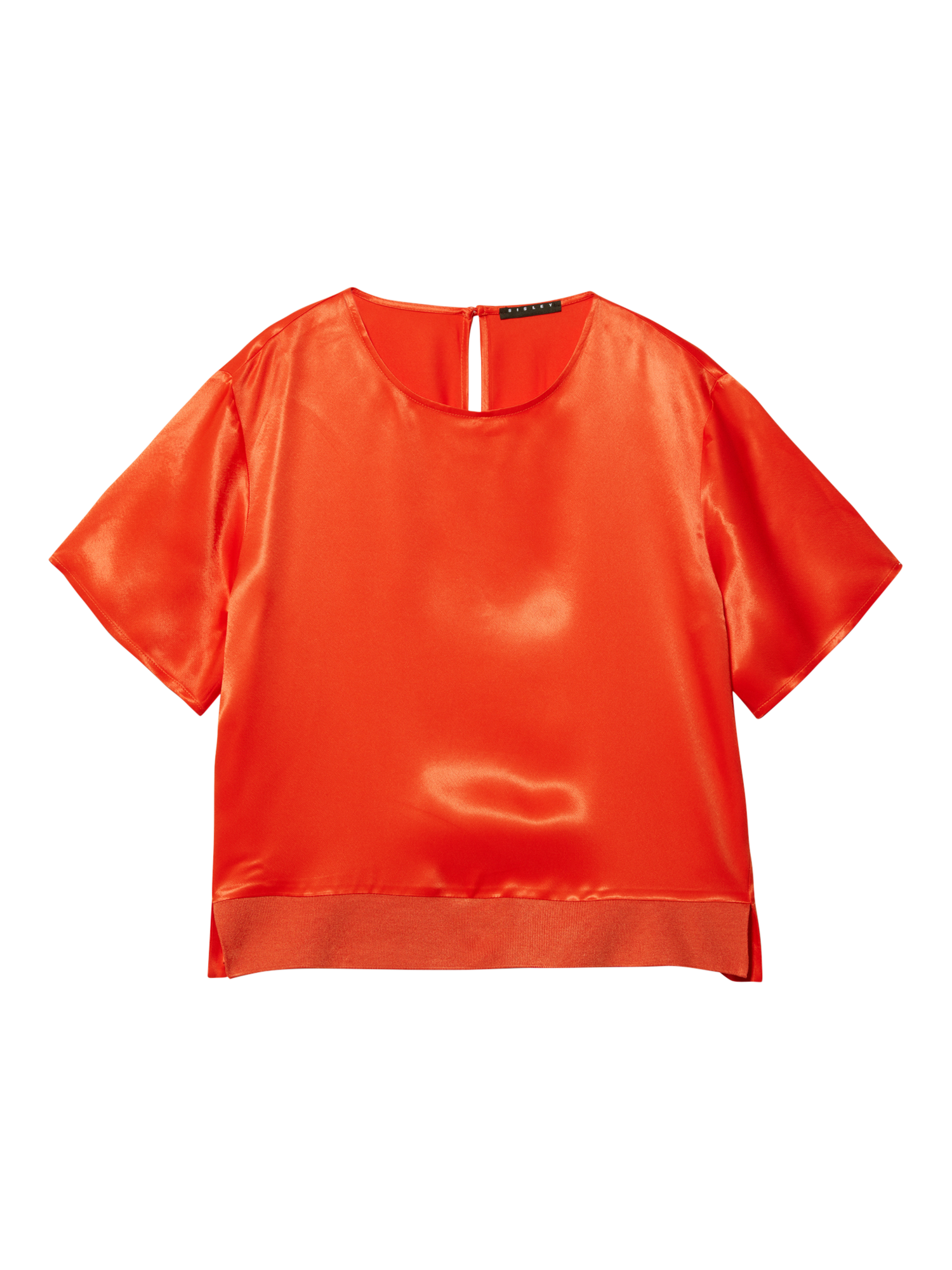 Product image 5 of 5, which shows SISLEY Satin Short Sleeve Blouse, Red, XS