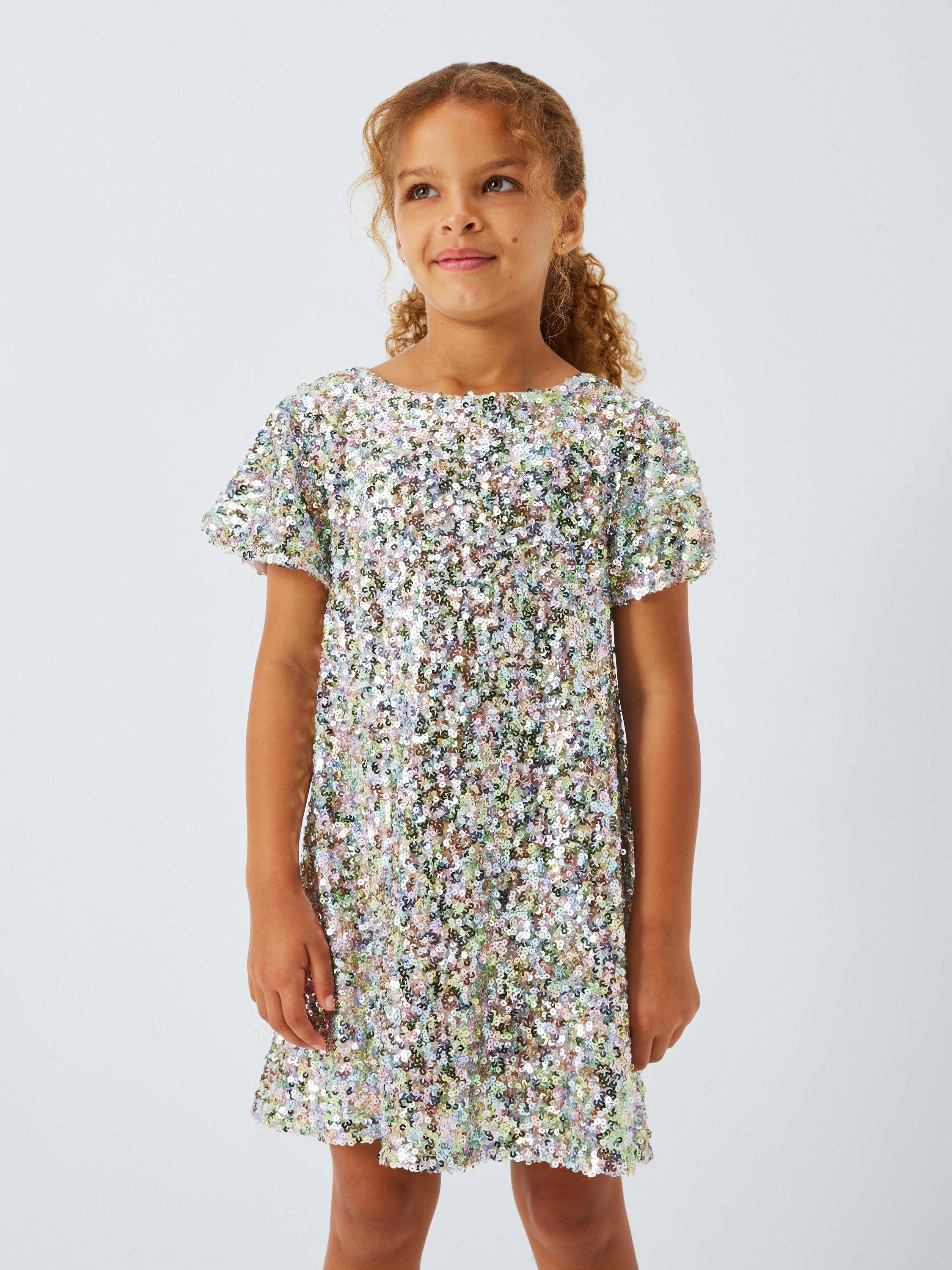 John Lewis Kids' Angel Sleeve Sequin Party Dress, Pink