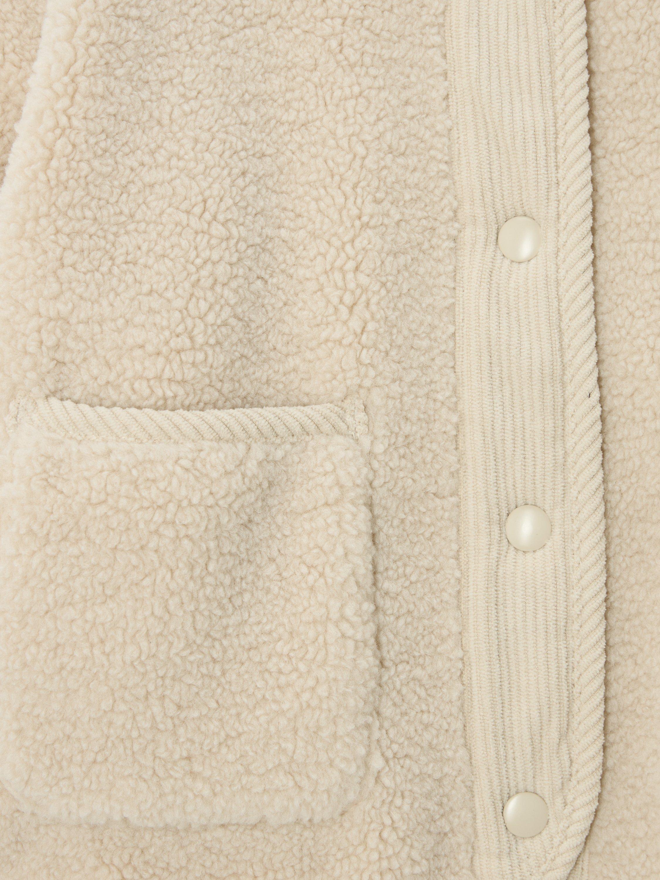 Product image 5 of 7, which shows John Lewis Kids' Popper Borg Fleece Jacket, Cream, 5 years
