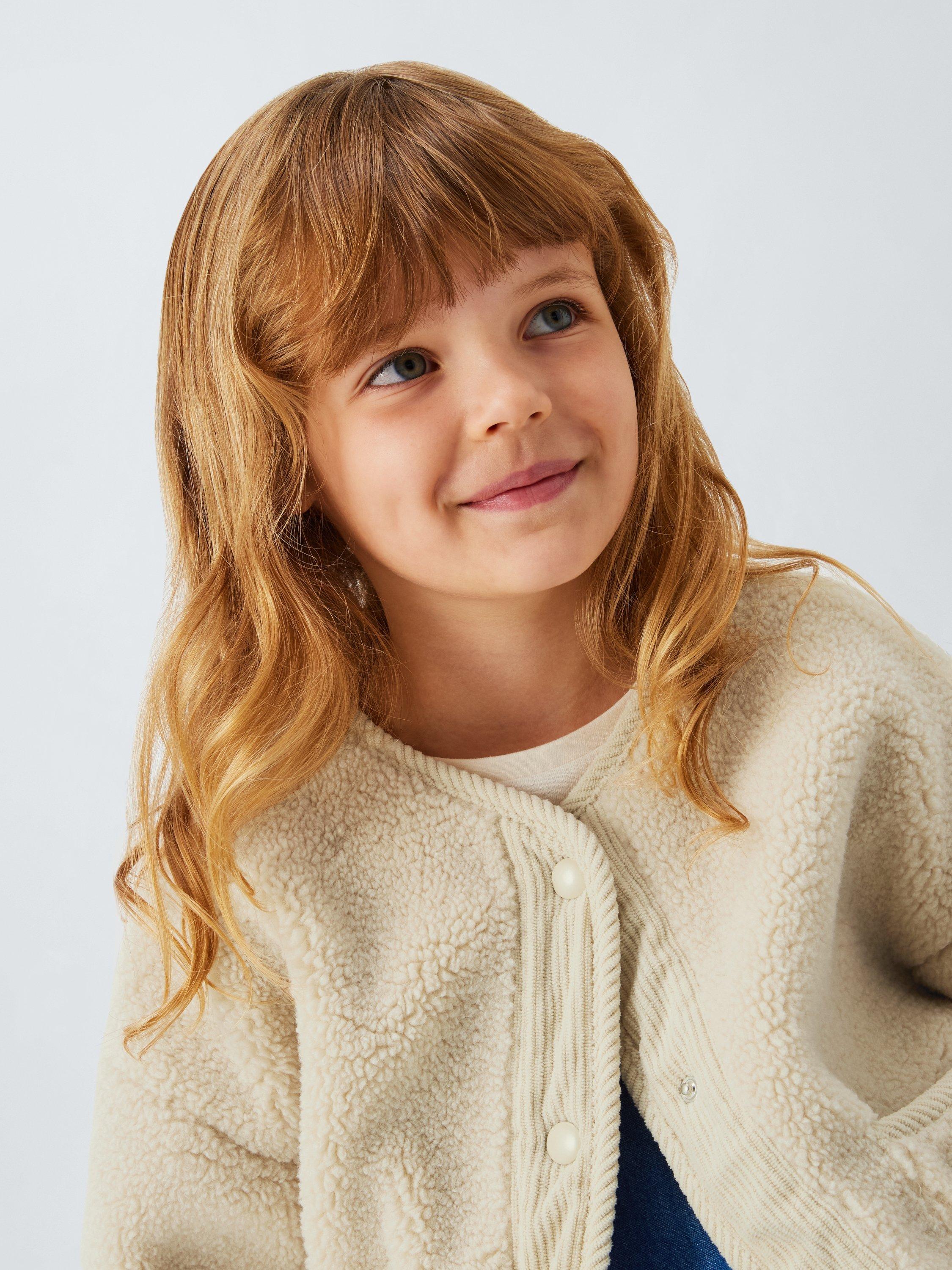 Product image 6 of 7, which shows John Lewis Kids' Popper Borg Fleece Jacket, Cream, 5 years