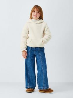 John Lewis Kids' Borg Fleece Hoodie, Cream - view 2, Cream