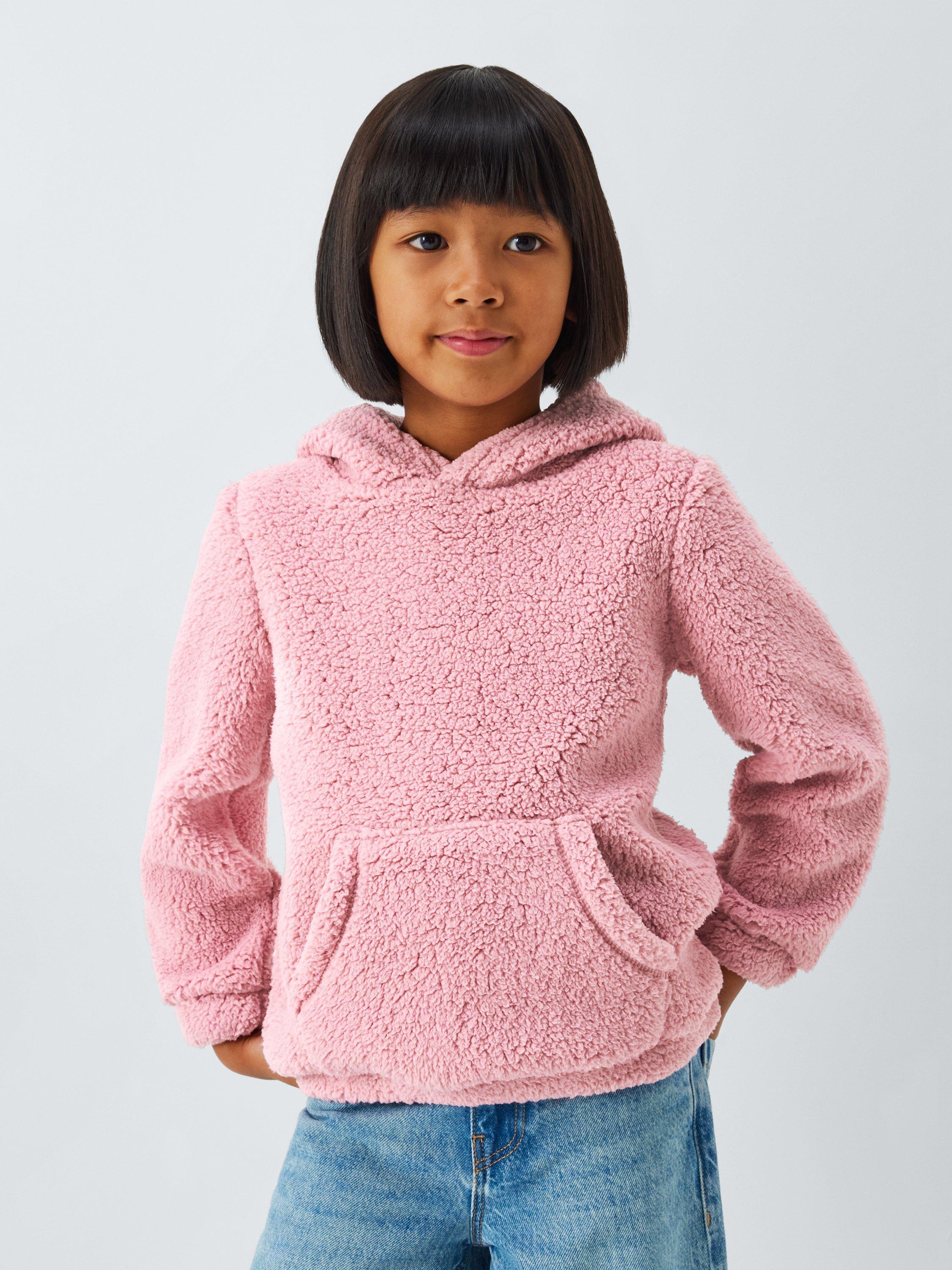 John Lewis Kids' Borg Fleece Hoodie, Pink
