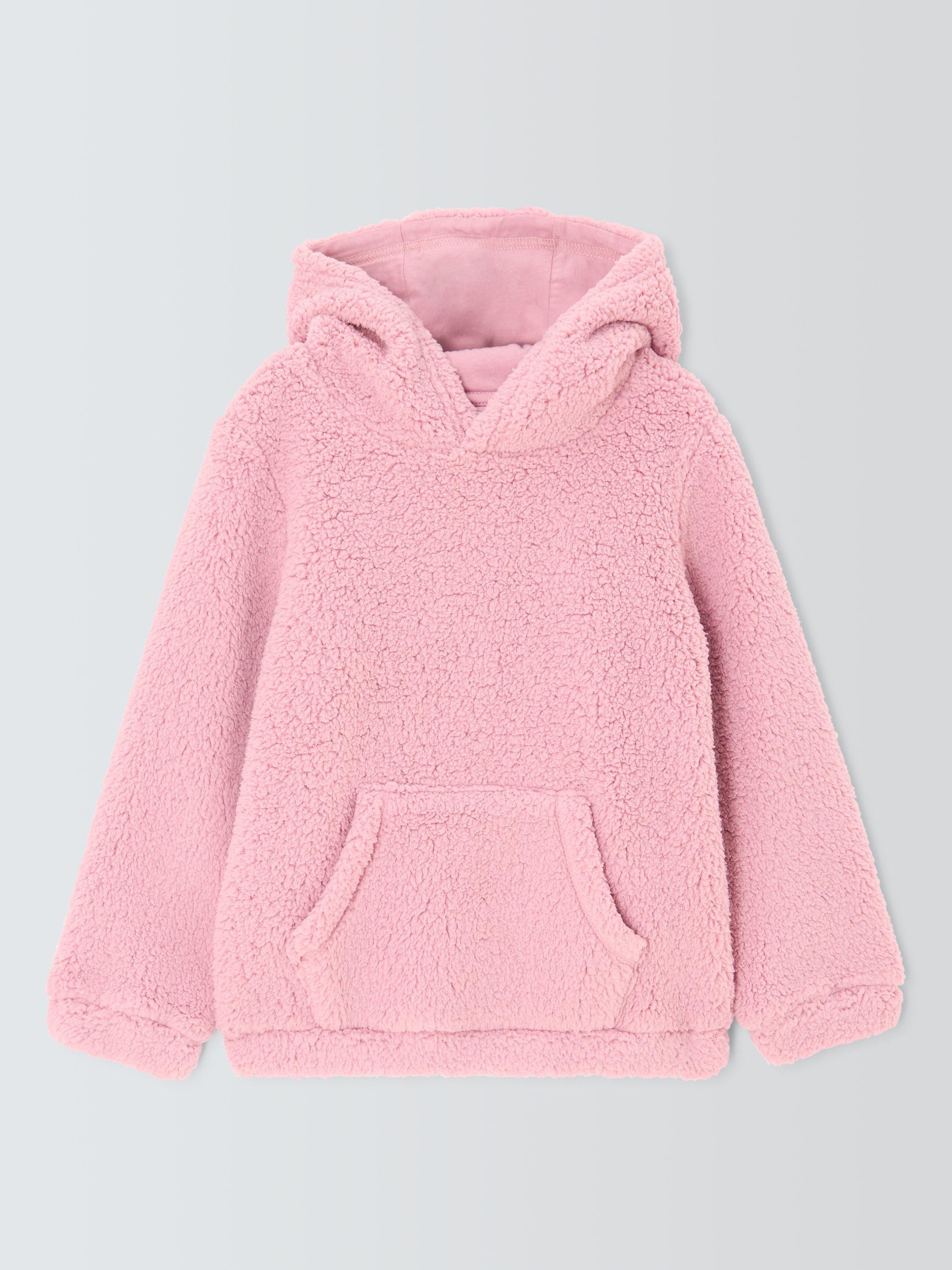 John Lewis Kids' Borg Fleece Hoodie, Pink