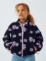 John Lewis Kids' Floral Borg Fleece Jacket, Blue