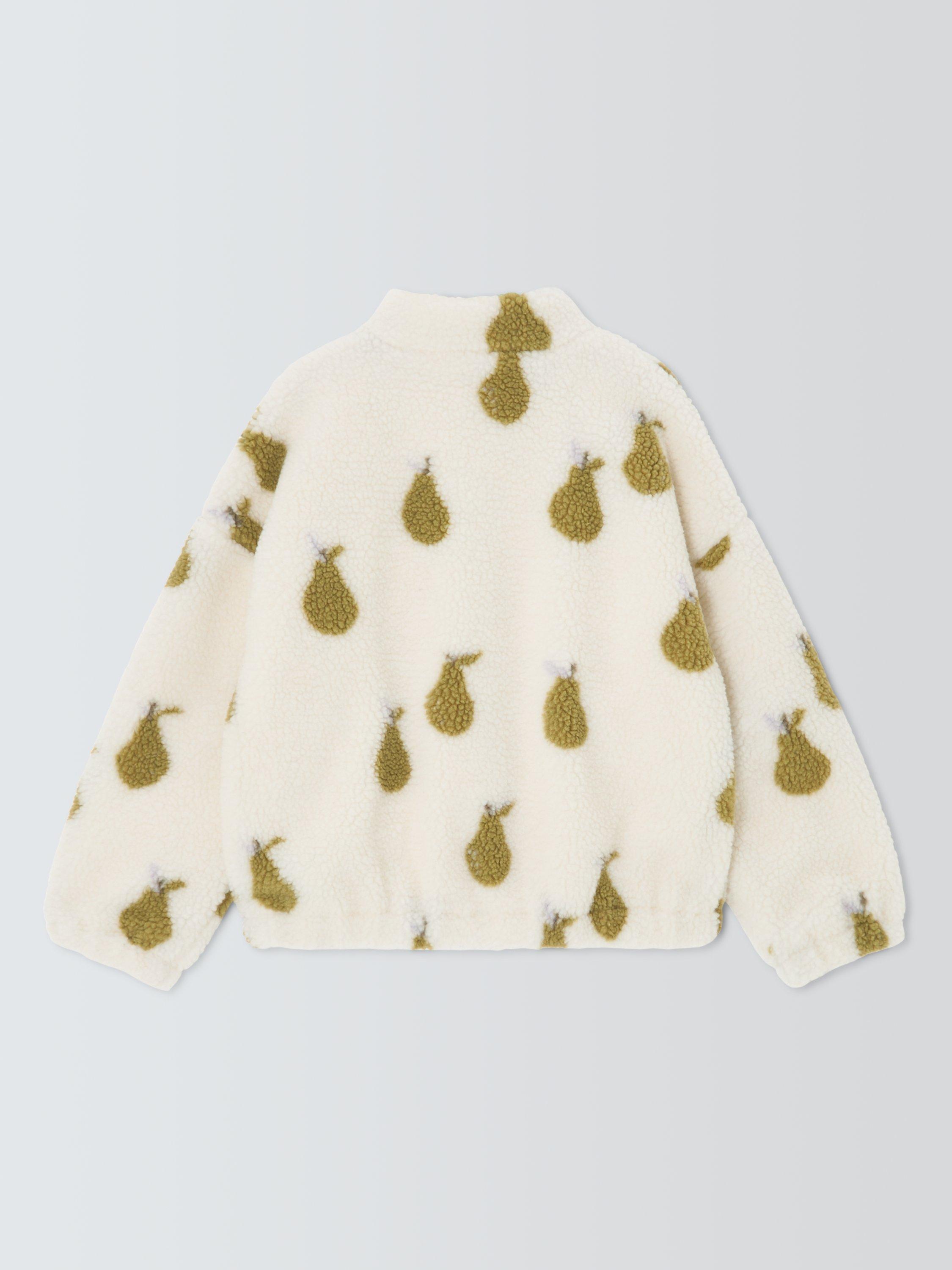 Product image 4 of 7, which shows John Lewis Kids' Pear Print Teddy Jacket, Cream, Green, 3 years