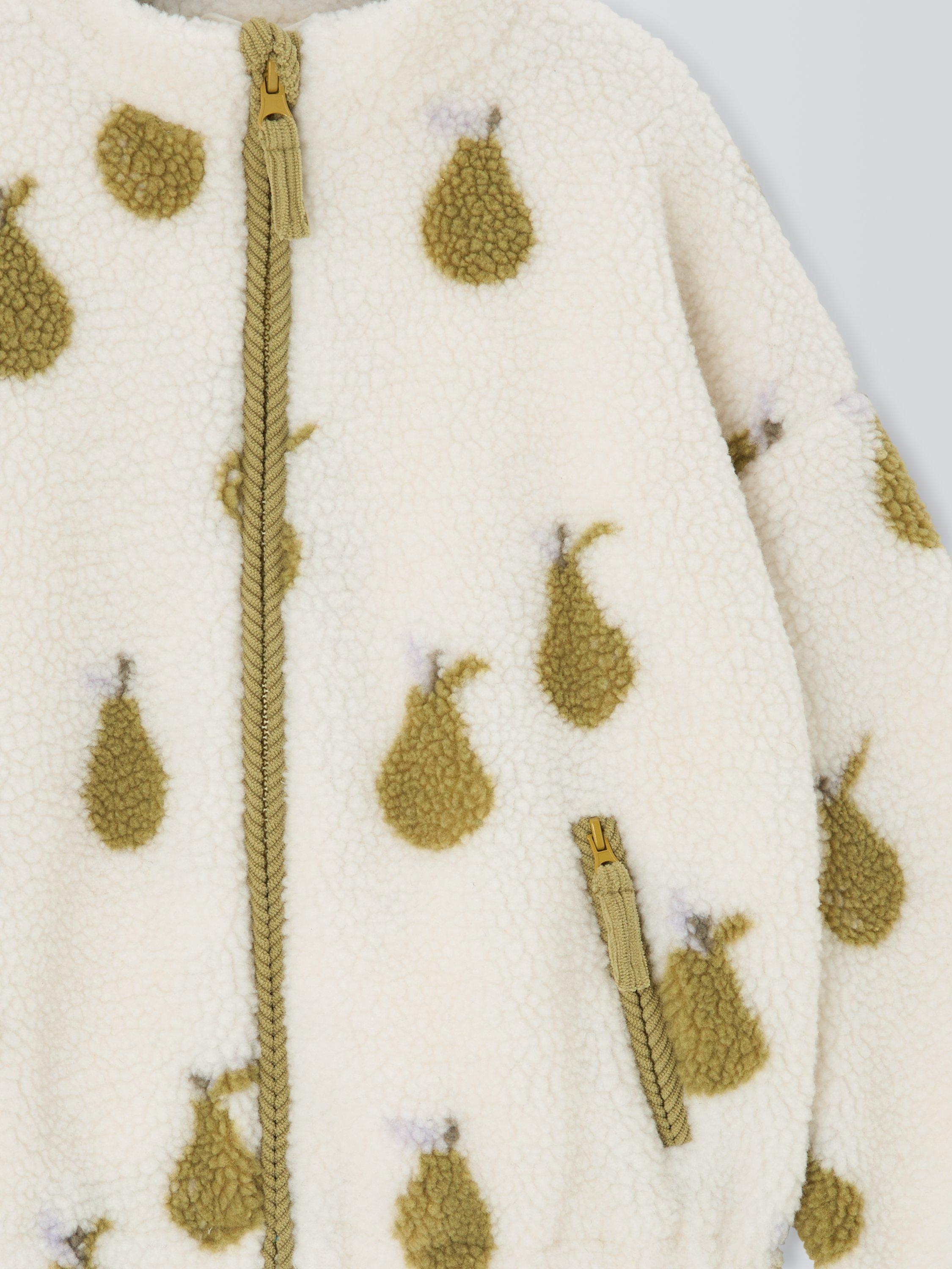 Product image 5 of 7, which shows John Lewis Kids' Pear Print Teddy Jacket, Cream, Green, 3 years