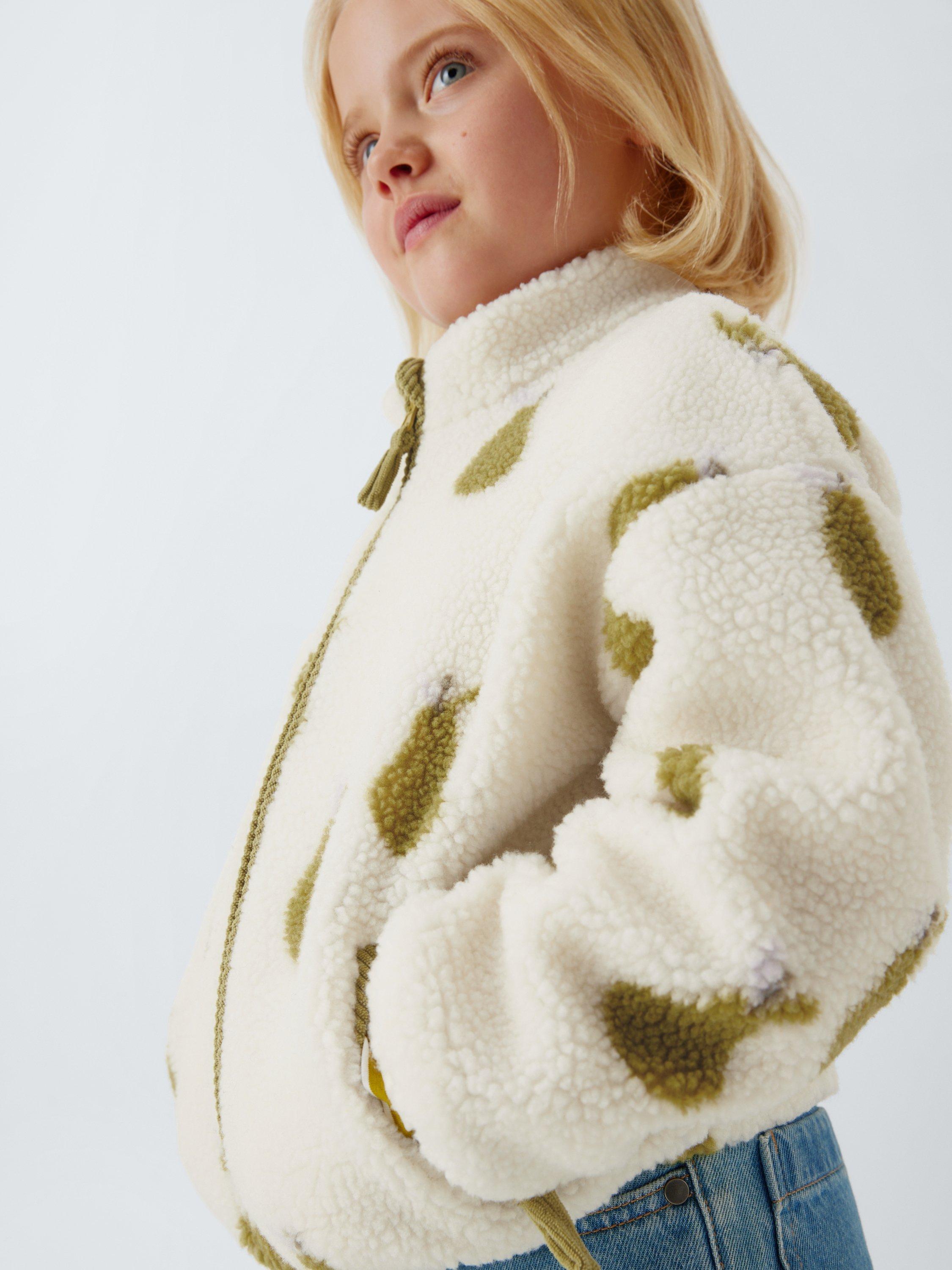 Product image 6 of 7, which shows John Lewis Kids' Pear Print Teddy Jacket, Cream, Green, 3 years