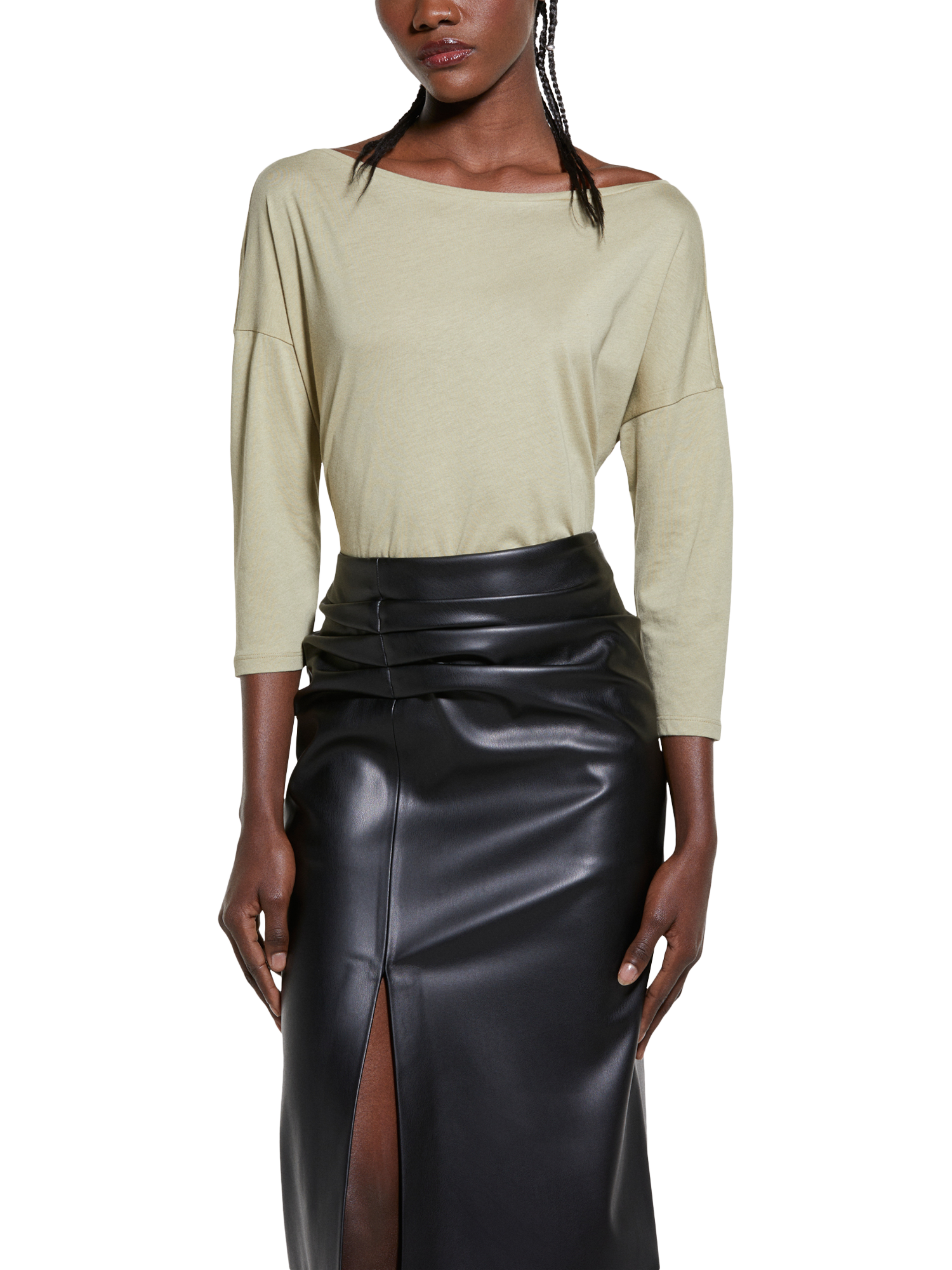 Product image 1 of 5, which shows SISLEY Boat Neck T-Shirt, Green, XS
