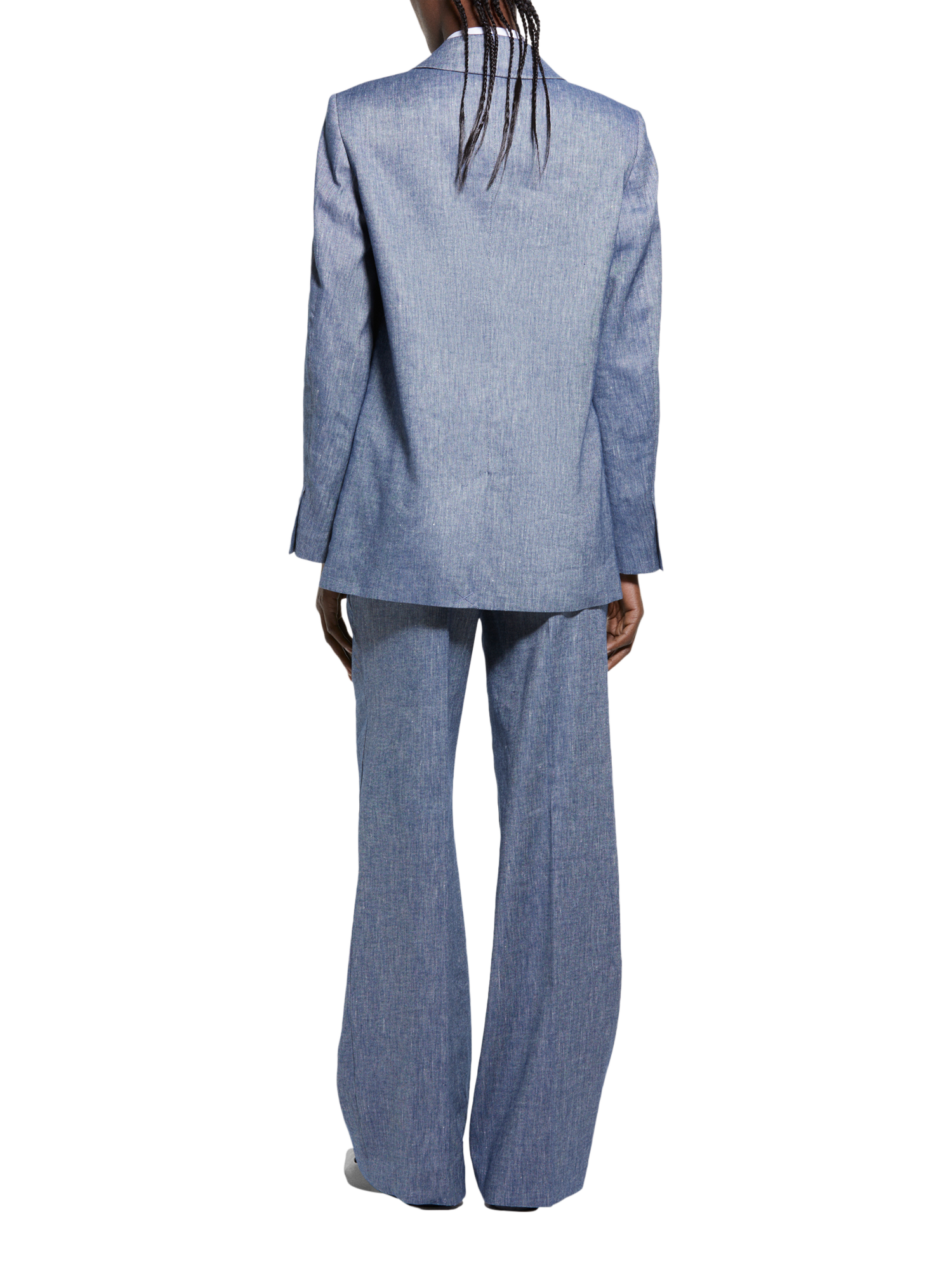 Product image 2 of 5, which shows SISLEY Linen Cotton Blend Palazzo Trousers, Blue, 8