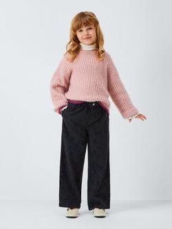 John Lewis Kids' Colour Contrast Fluffy Jumper, Pink - view 2, Pink