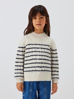 John Lewis Kids' Stripe Cable Knit Jumper, Multi, Multi