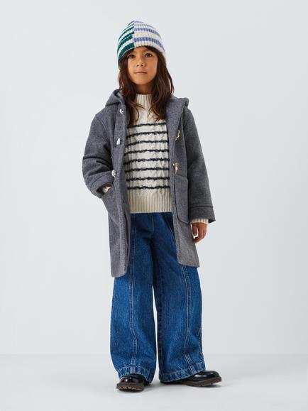 John Lewis Kids' Stripe Cable Knit Jumper, Multi - view 2, Multi