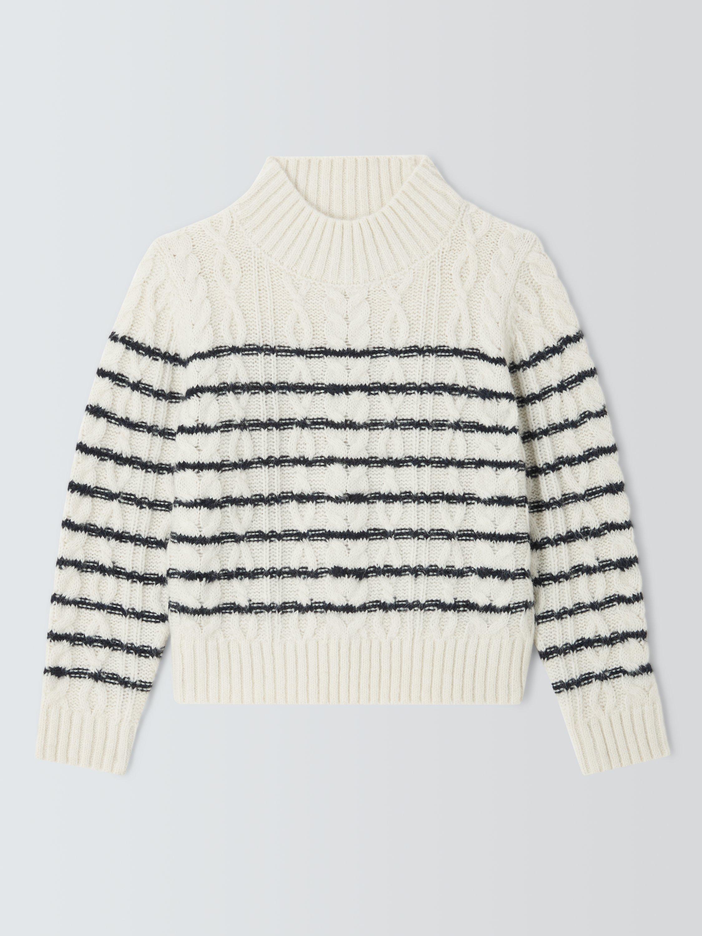 Product image 3 of 7, which shows John Lewis Kids' Stripe Cable Knit Jumper, Multi, 3 years