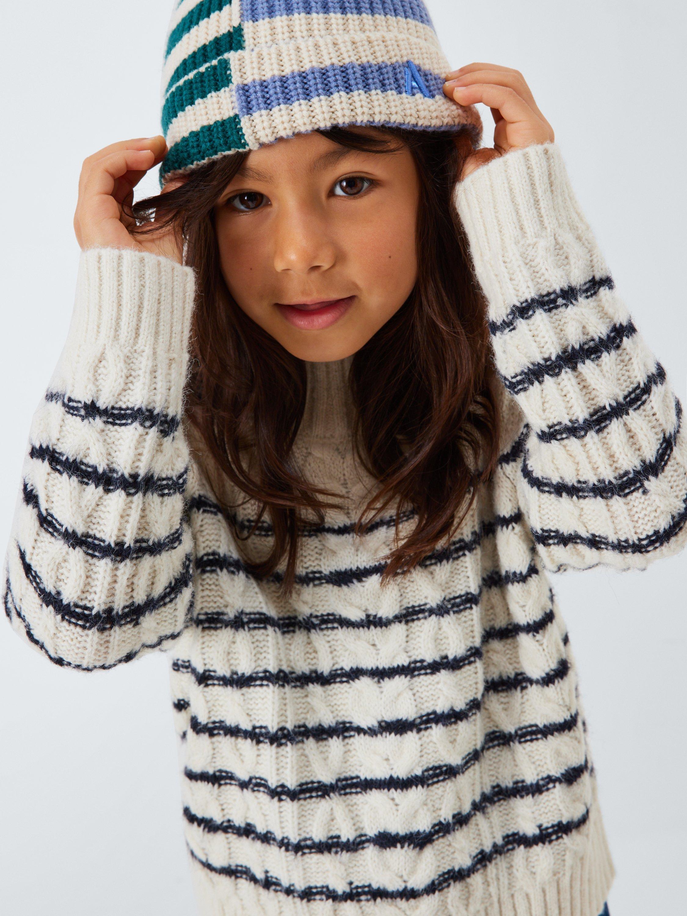 Product image 6 of 7, which shows John Lewis Kids' Stripe Cable Knit Jumper, Multi, 3 years