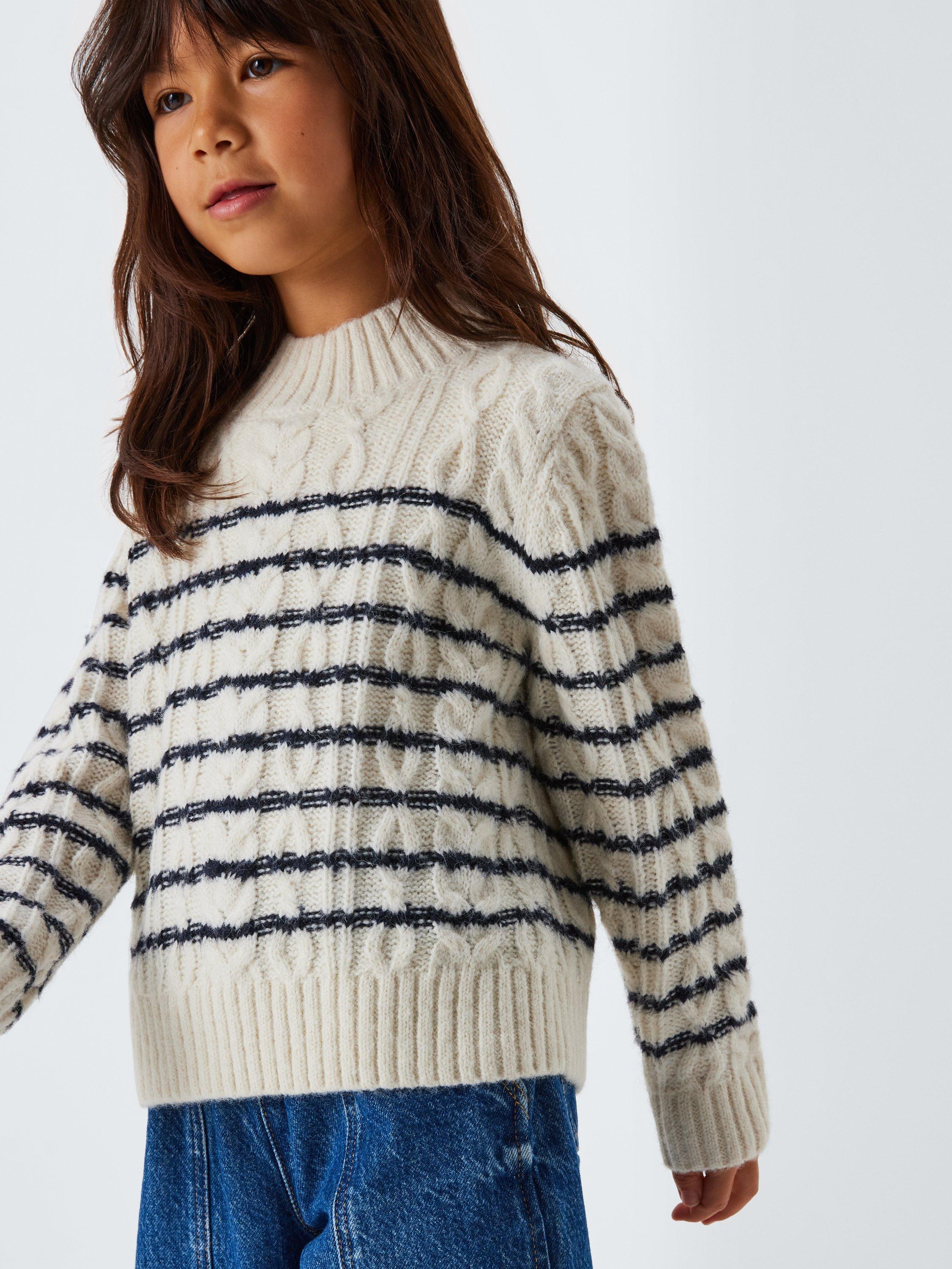 Product image 7 of 7, which shows John Lewis Kids' Stripe Cable Knit Jumper, Multi, 3 years