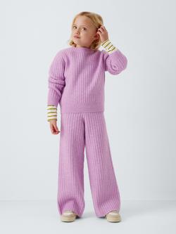 John Lewis Kids' Ribbed Round Neck Jumper, Purple - view 2, Purple