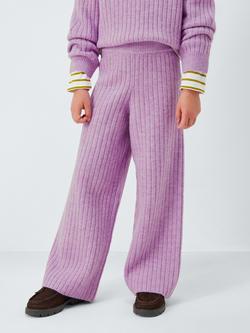 John Lewis Kids' Rib Textured Trousers, Purple, Purple