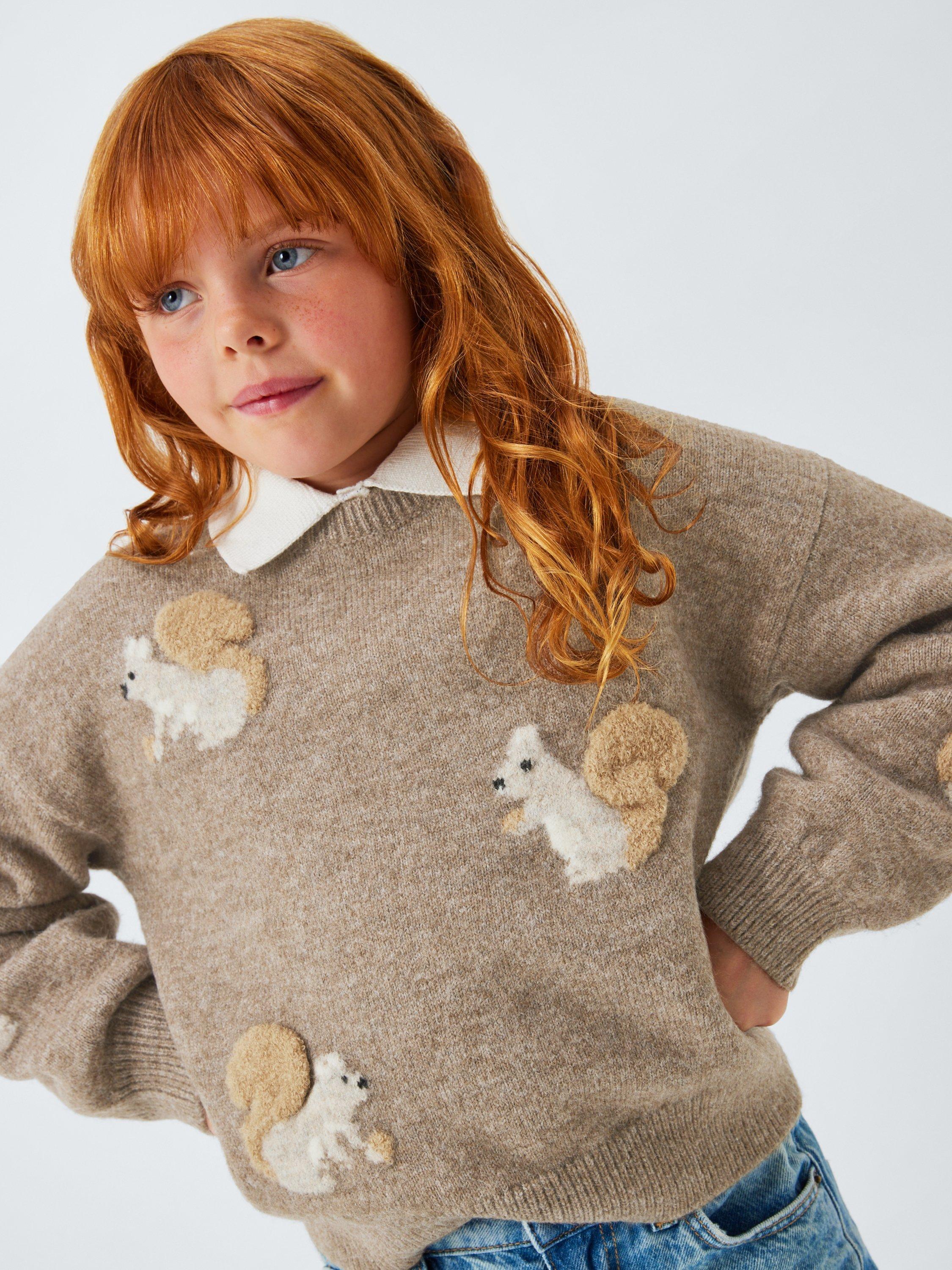 Product image 4 of 7, which shows John Lewis Kids' Squirrel Round Neck Jumper, Brown, 7 years