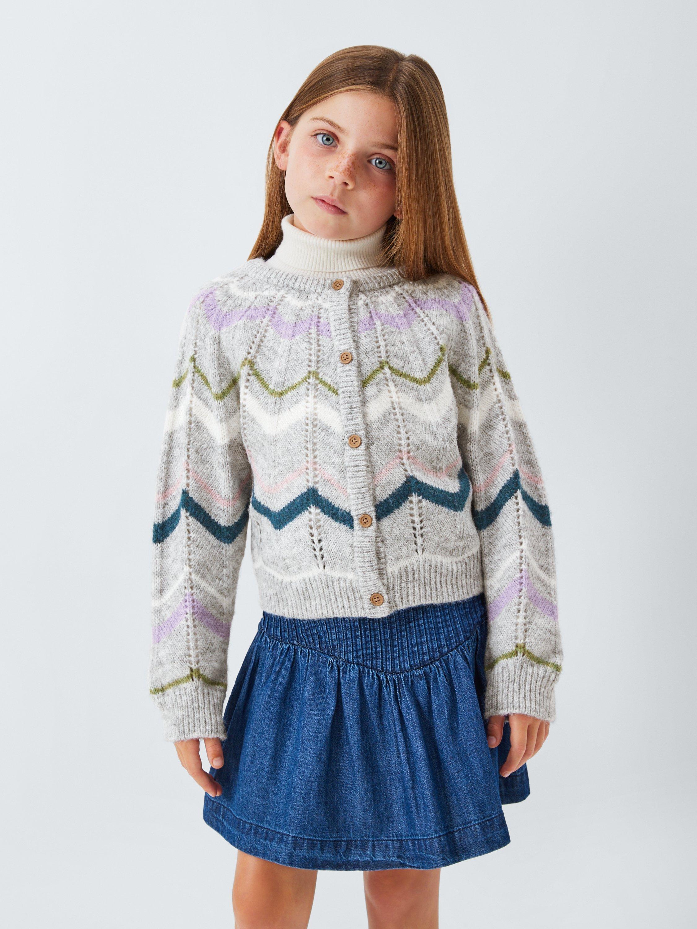 Product image 1 of 7, which shows John Lewis Kids' Knit Stripe Cardigan, Multi, 6 years