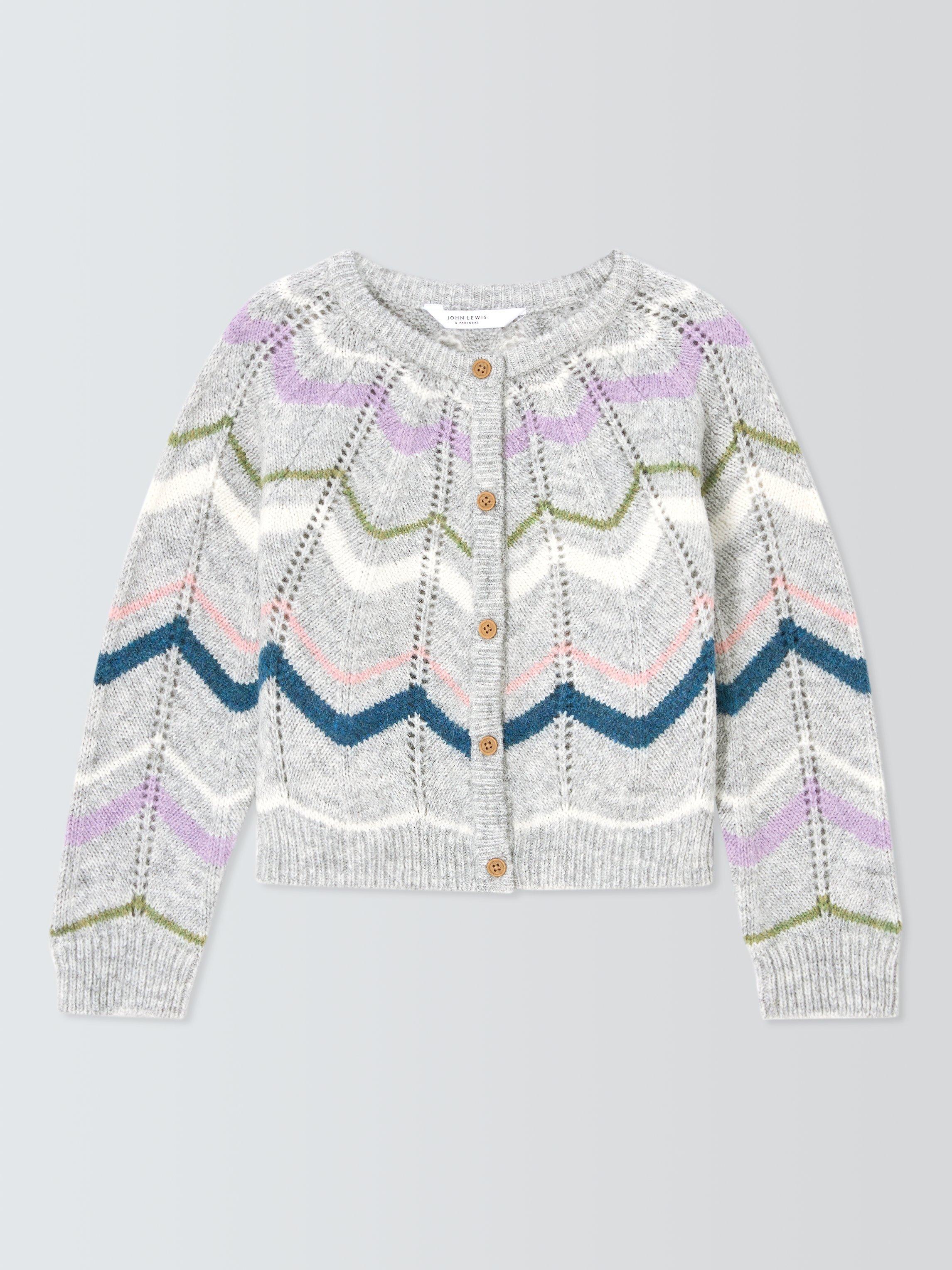 Product image 3 of 7, which shows John Lewis Kids' Knit Stripe Cardigan, Multi, 6 years