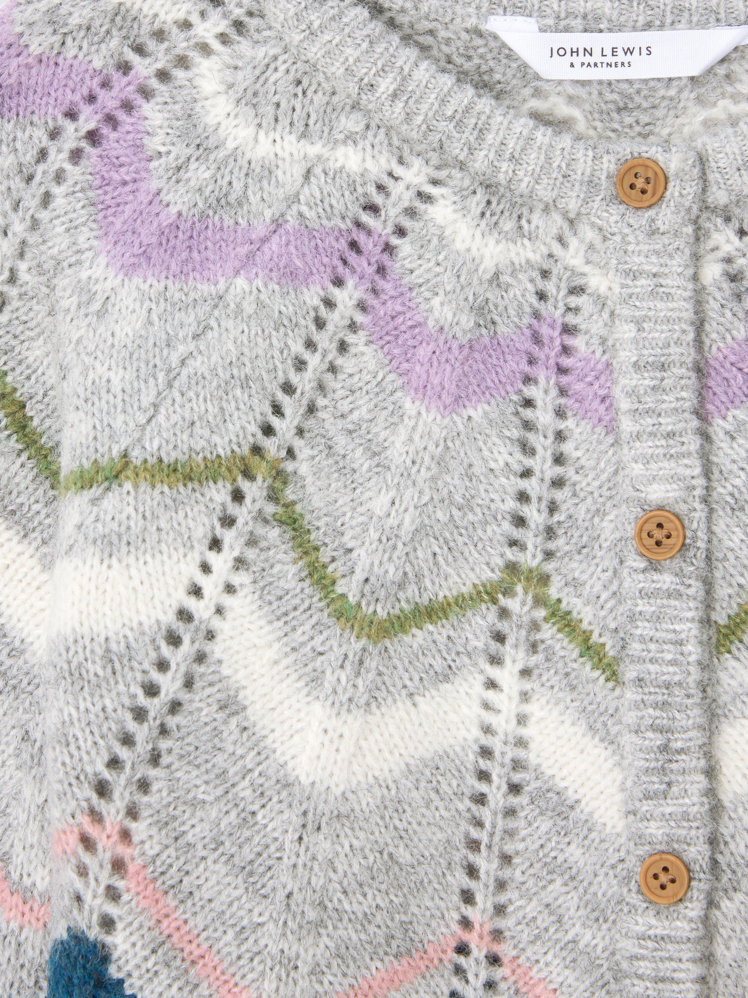Product image 7 of 7, which shows John Lewis Kids' Knit Stripe Cardigan, Multi, 6 years