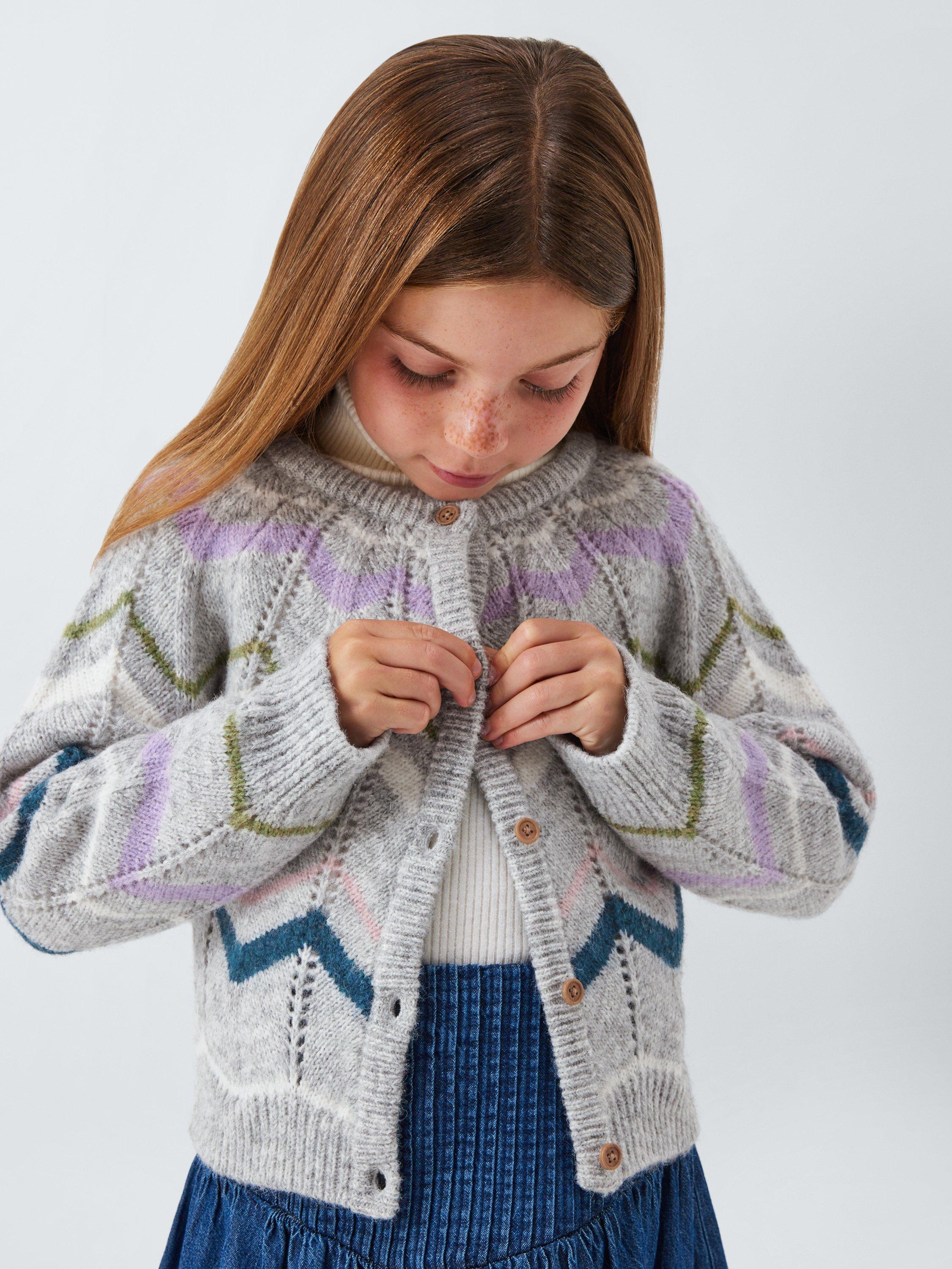 Product image 4 of 7, which shows John Lewis Kids' Knit Stripe Cardigan, Multi, 6 years