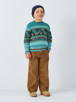 John Lewis Kids' Christmas Dinosaur Fair Isle Jumper, Navy / Multi - view 2, Navy / Multi