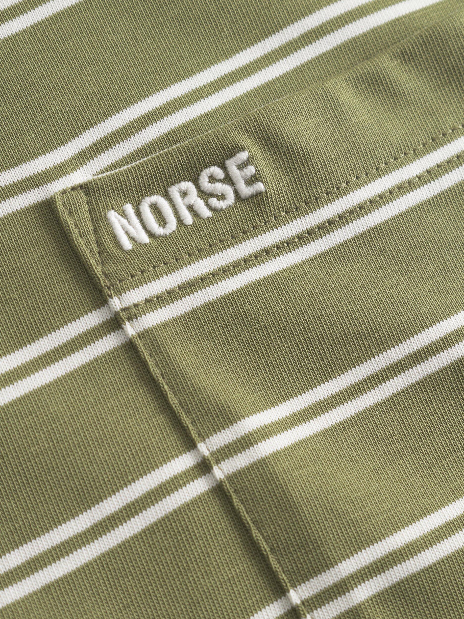 Product image 4 of 4, which shows Norse Projects Holger Sailor Stripe T-Shirt, Moss Green, S
