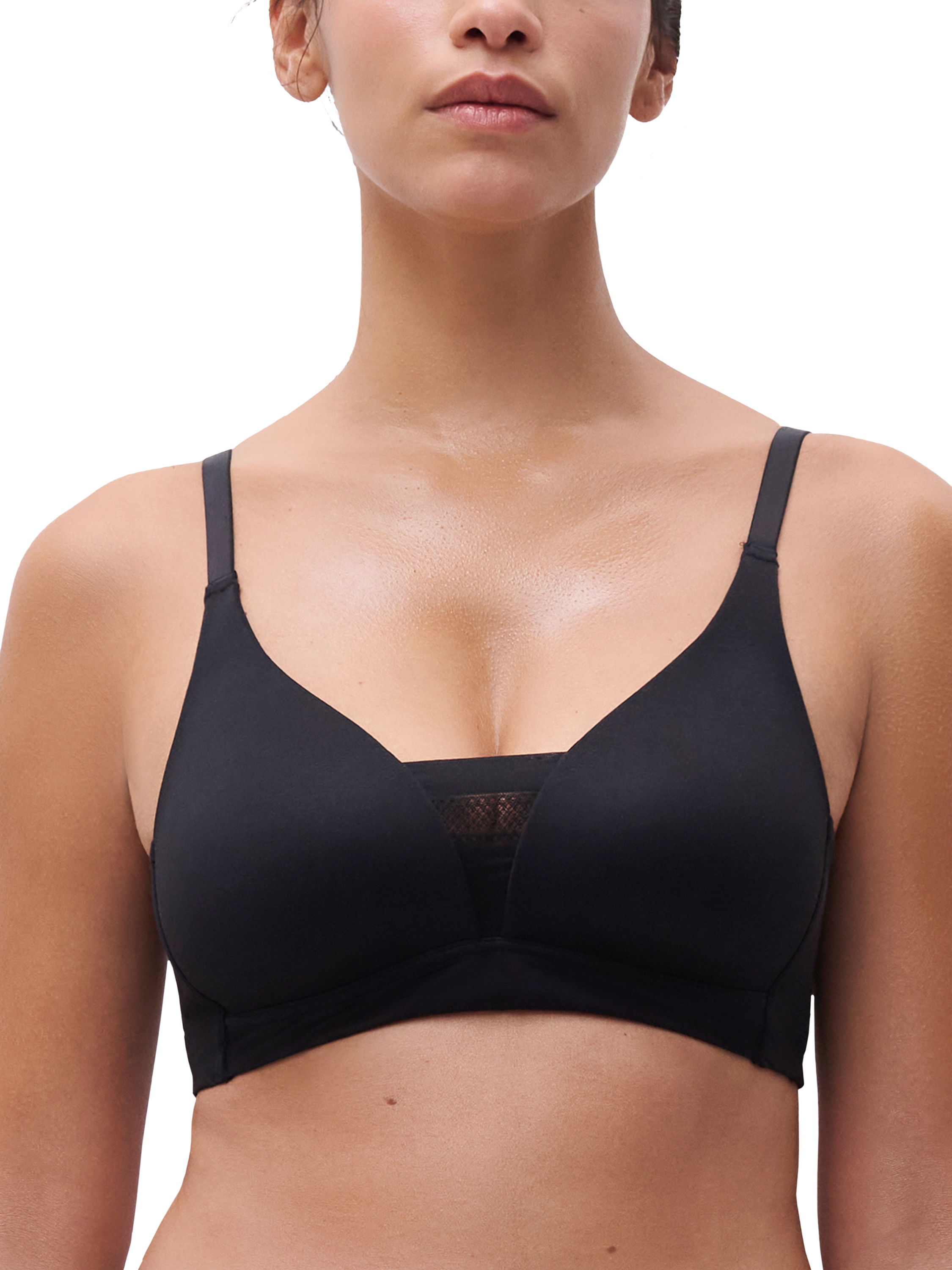 Product image 1 of 4, which shows Chantelle Easy Bliss Soft Feel Non Wired T-Shirt Bra, Black, 30C