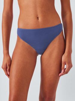 John Lewis Modal Ribbed Thong, Pack of 3 - view 2, Blue/Green