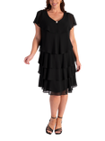 chesca Chiffon Diamante Tiered Dress, Black